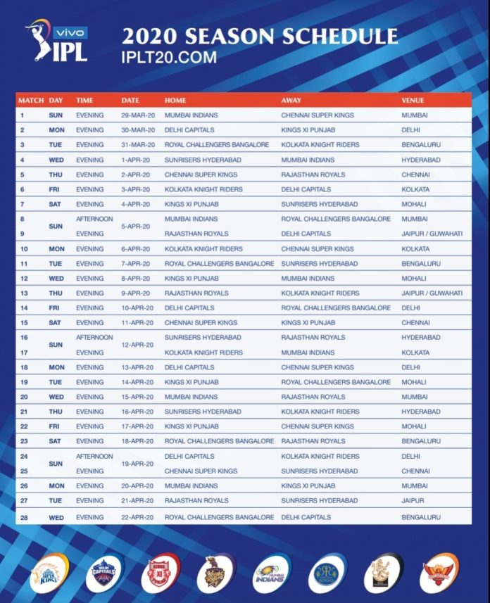 Wait is Over!!! Fixture-list for IPL 2020 is released : MI vs CSK first ...