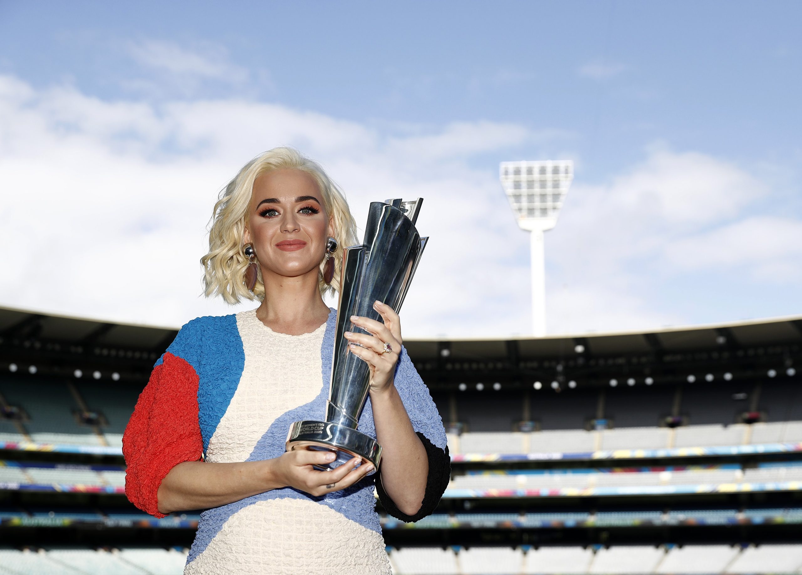Katy Perry holds the trophy