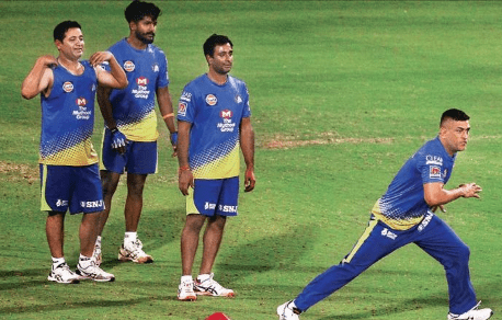 CSK players in training