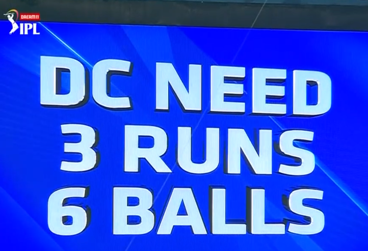 DC needs 3 runs to win the match in Super Over
