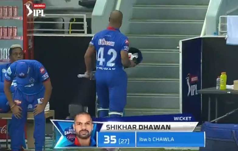IPL 2020 CSK vs DC Dhawan dismissed for 35 runs