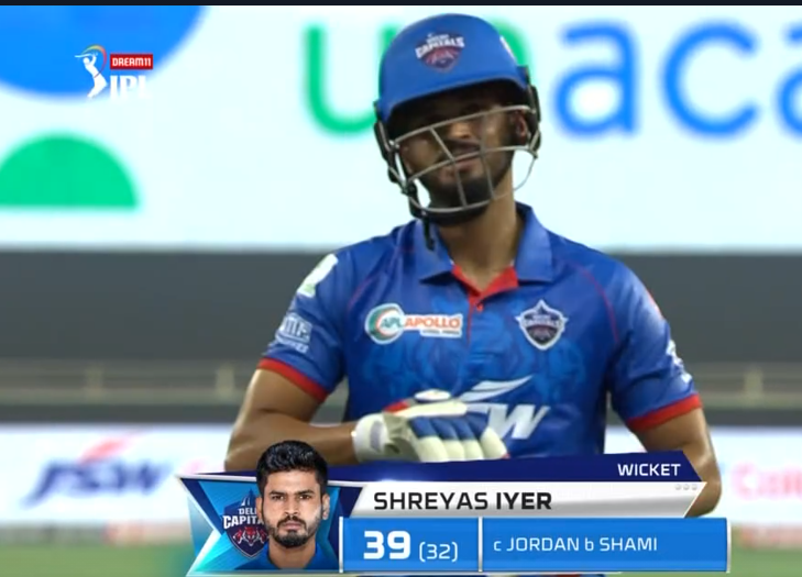 Shreyas Iyer dismissed for 39 runs