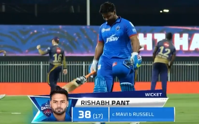 Rishabh Pant dismissed for 38 runs