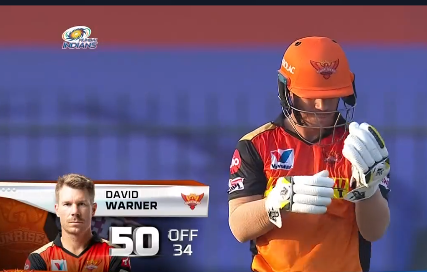 Warner made his half-century from 34 deliveries