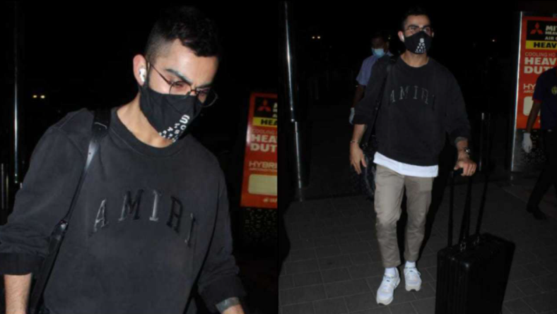 The Indian skipper was spotted at Mumbai airport leaving for Chennai.