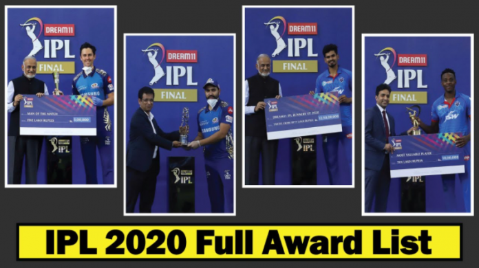 IPL 2020 full Award winners list