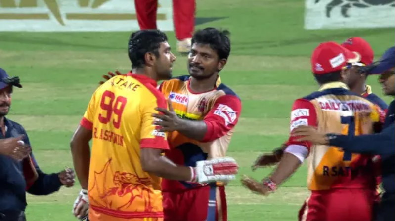 Ashwin and Narayan had a verbal spat and physical tussle with the bowler Kishore