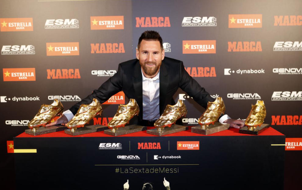 Lionel Messi with his 6 Golden Boots