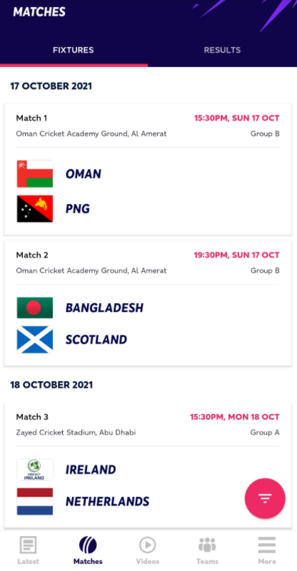 Official T20 WC 2022 App 