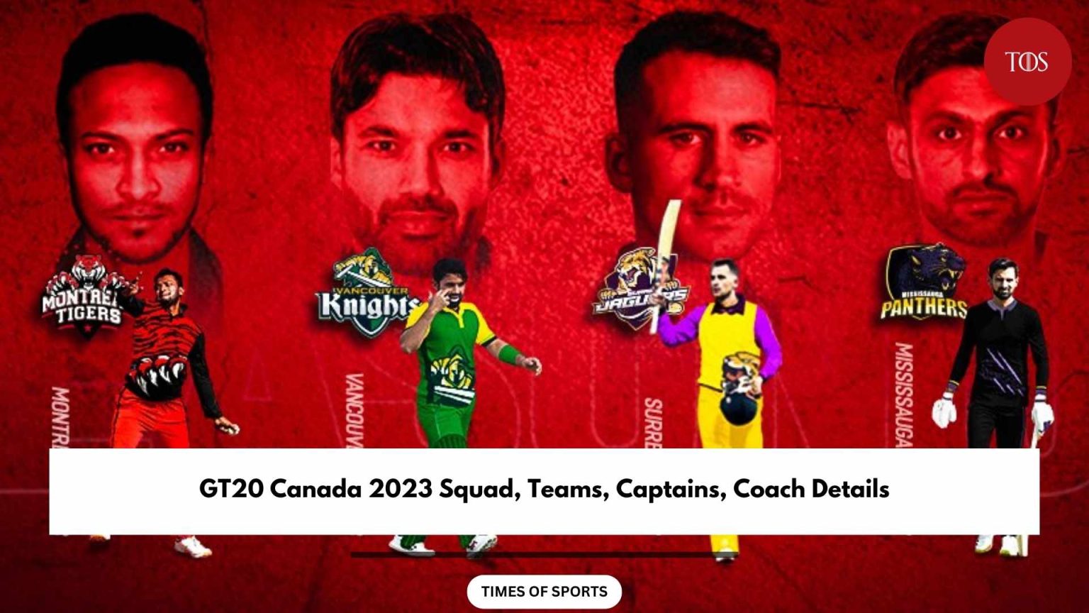 GT20 Canada 2023 Squad, Teams, Captains, Coach Details
