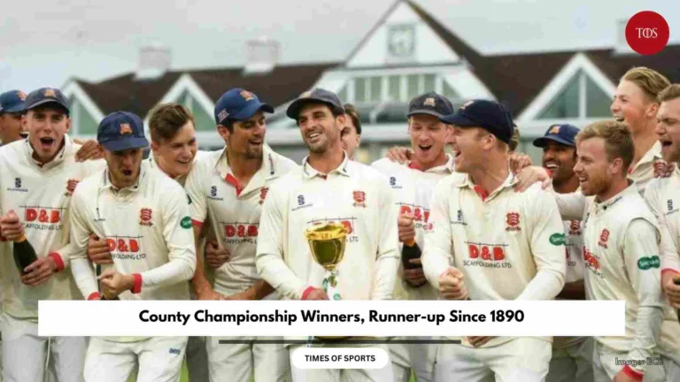 County Championship Winners, Runner-up Since 1890