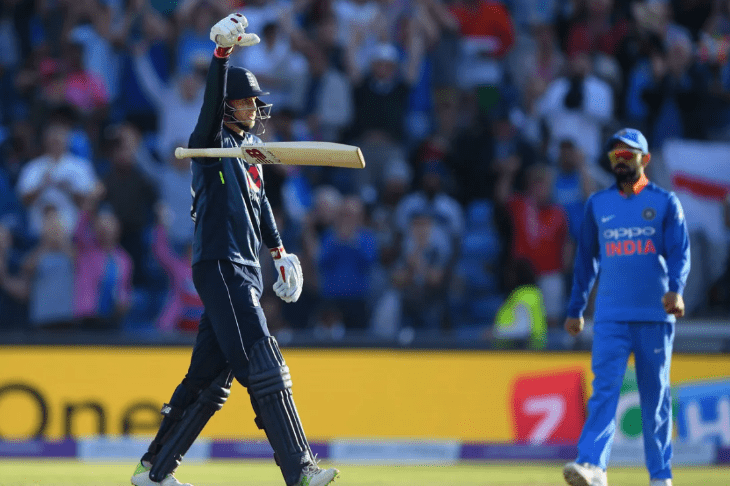 Joe Root bat drop celebration