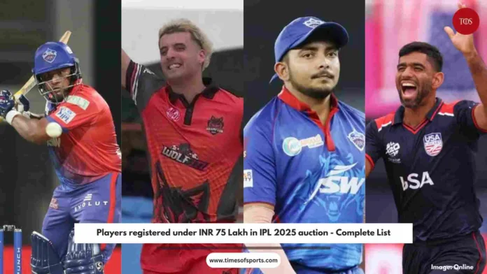 Players registered under INR 75 Lakh in IPL 2025 auction